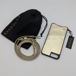 NEW Bandolier Lexi Pebble Leather Metallic Gold